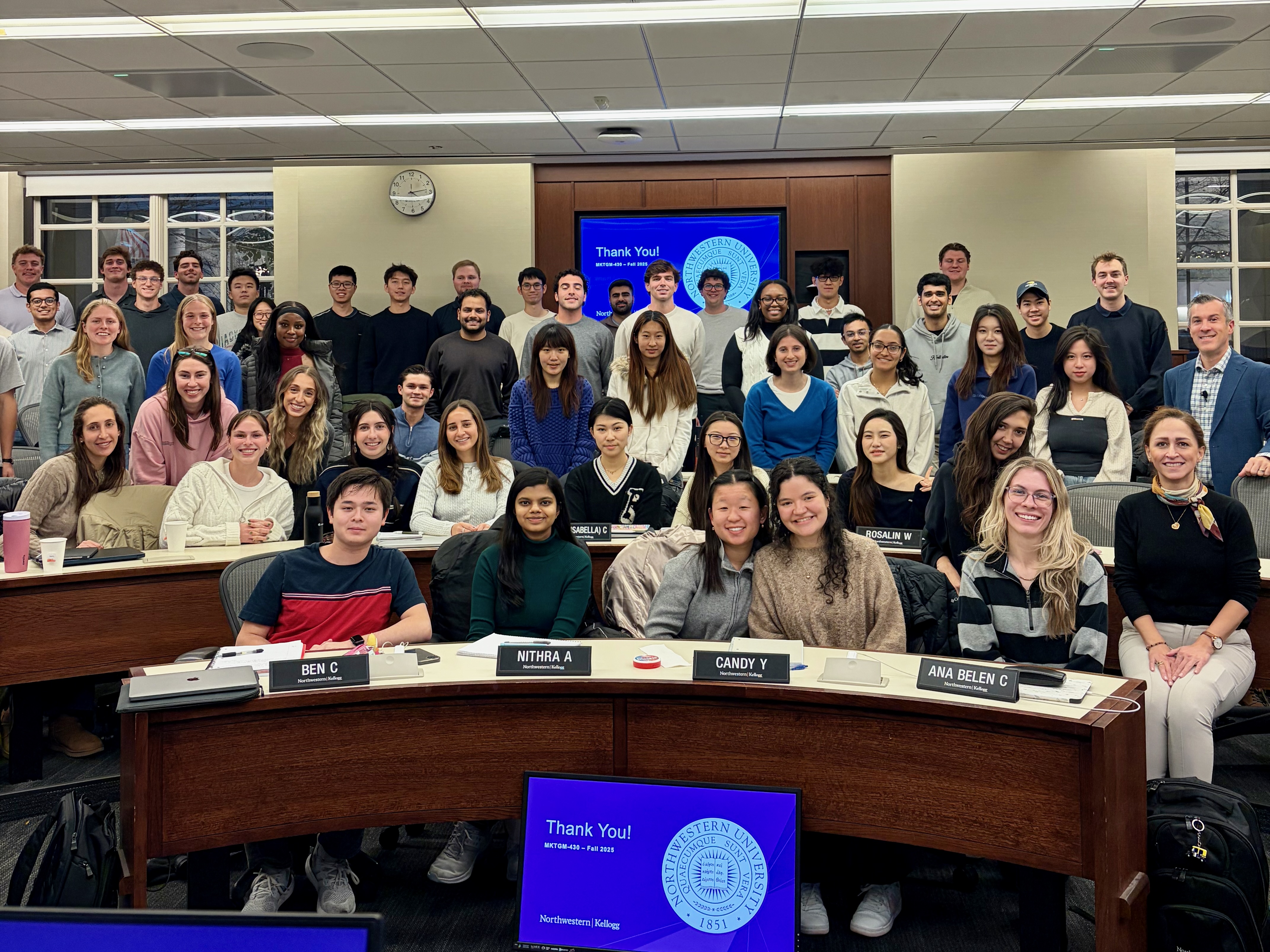 Dan Gandor with his Northwestern University marketing class